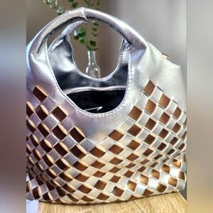 Silver and copper woven bag